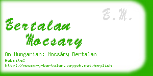 bertalan mocsary business card
